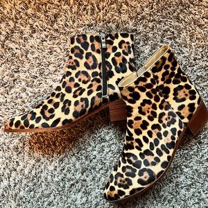 J CREW Cheetah Print Ankle Boots  /  Size 9.5
